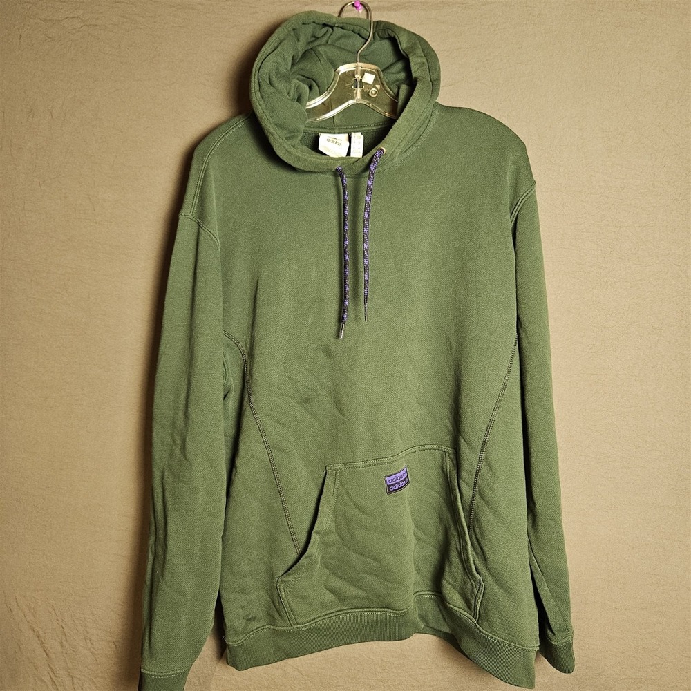 Adidas Originals Hoodie Mens M Dark Green Pullover Sweatshirt Trefoil Patch